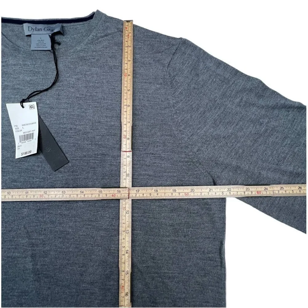 Dylan Gray Men Grey Crewneck Long-Sleeve Classic Sweatshirt Sweater US L